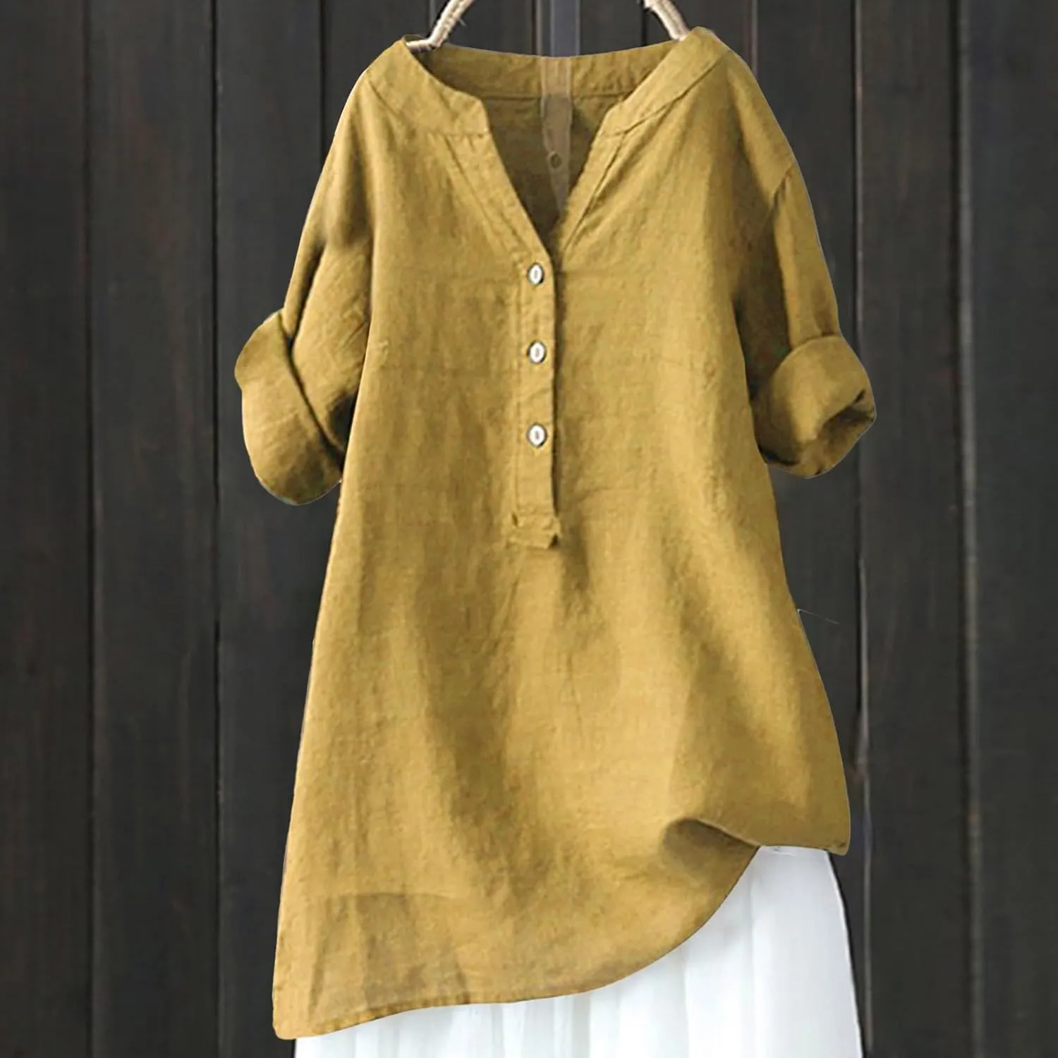 Linen Shirt for Women Breathable Tops Loose Crewneck Tops Womens Daily t Shirts Summer Shirts for Women 2024