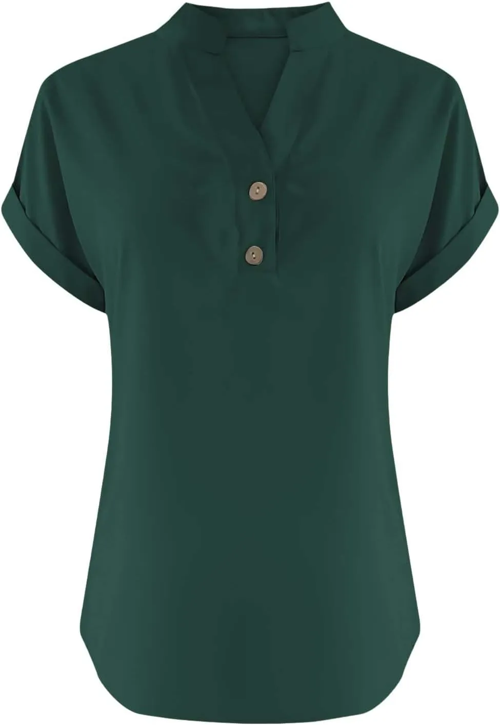 Linen Shirts for Women 2025 Womens Button Down Short Sleeve V Neck Shirts Solid Color Comfy Tops Summer Tunic Top