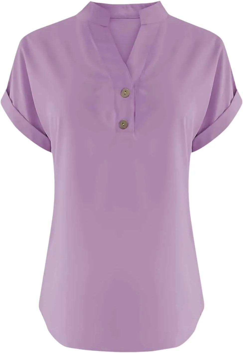Linen Shirts for Women 2025 Womens Button Down Short Sleeve V Neck Shirts Solid Color Comfy Tops Summer Tunic Top