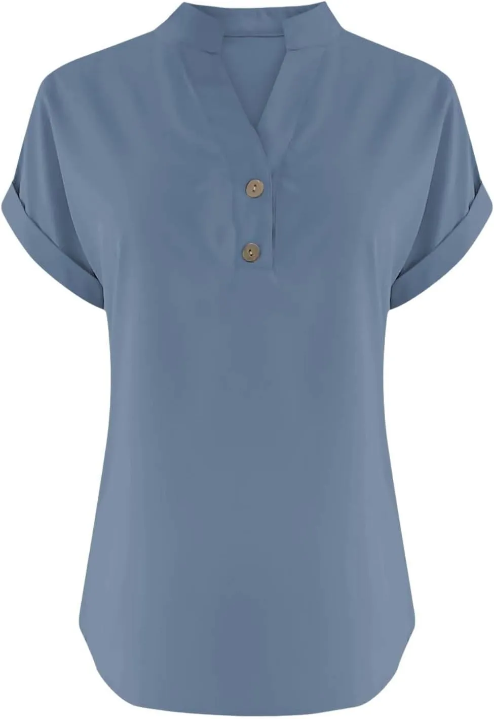 Linen Shirts for Women 2025 Womens Button Down Short Sleeve V Neck Shirts Solid Color Comfy Tops Summer Tunic Top