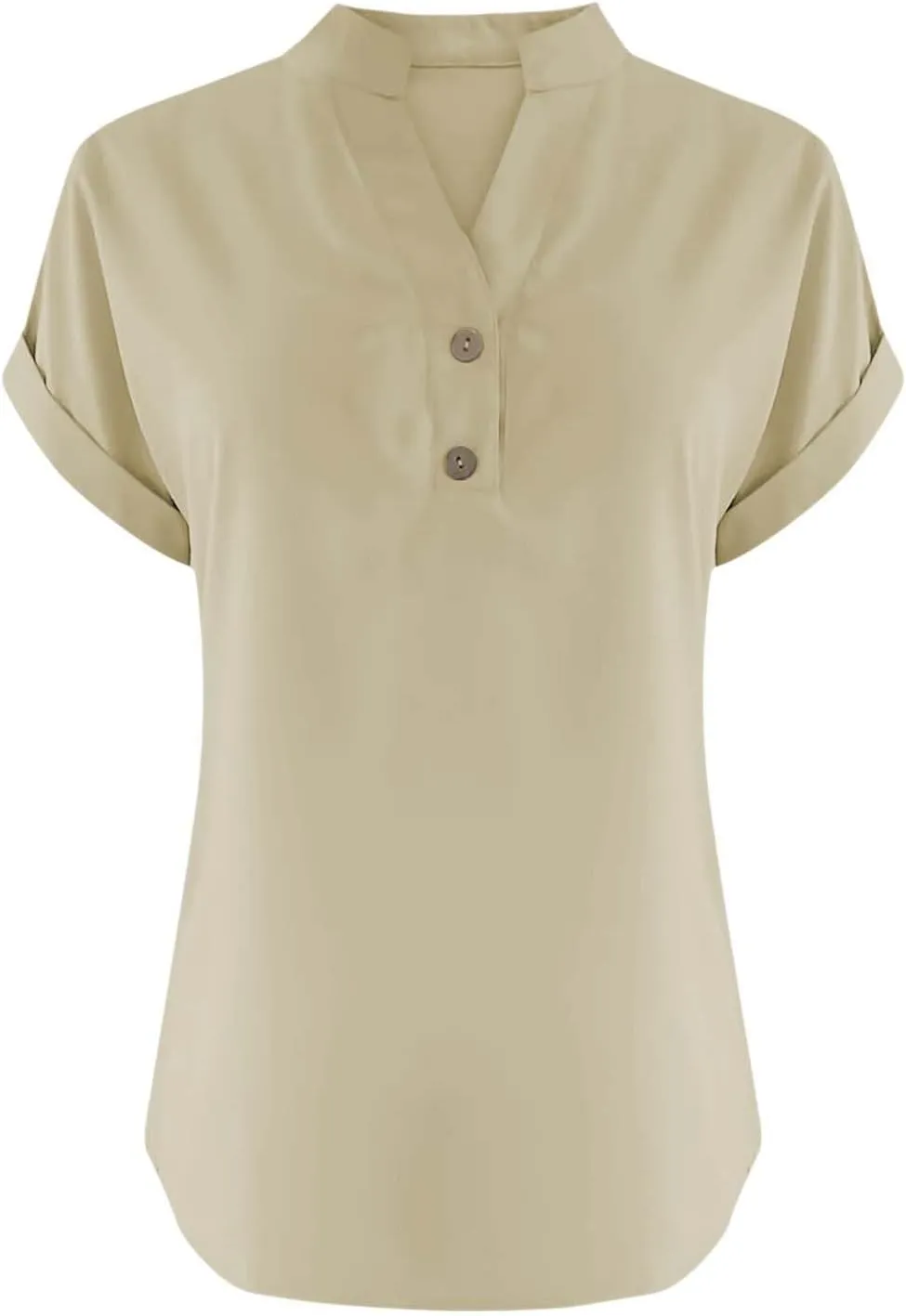 Linen Shirts for Women 2025 Womens Button Down Short Sleeve V Neck Shirts Solid Color Comfy Tops Summer Tunic Top