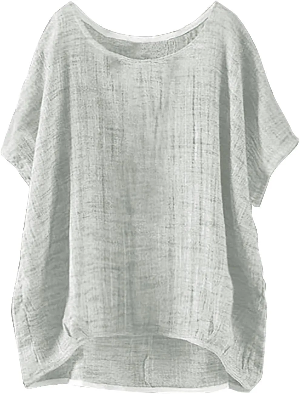 Linen Shirts for Women Casual Lightweight Short Sleeve Round Neck T-shirts Loose Fit Plus Size Summer Beach Tees Tops