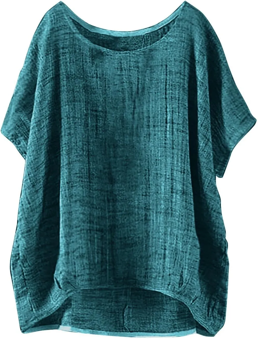 Linen Shirts for Women Casual Lightweight Short Sleeve Round Neck T-shirts Loose Fit Plus Size Summer Beach Tees Tops