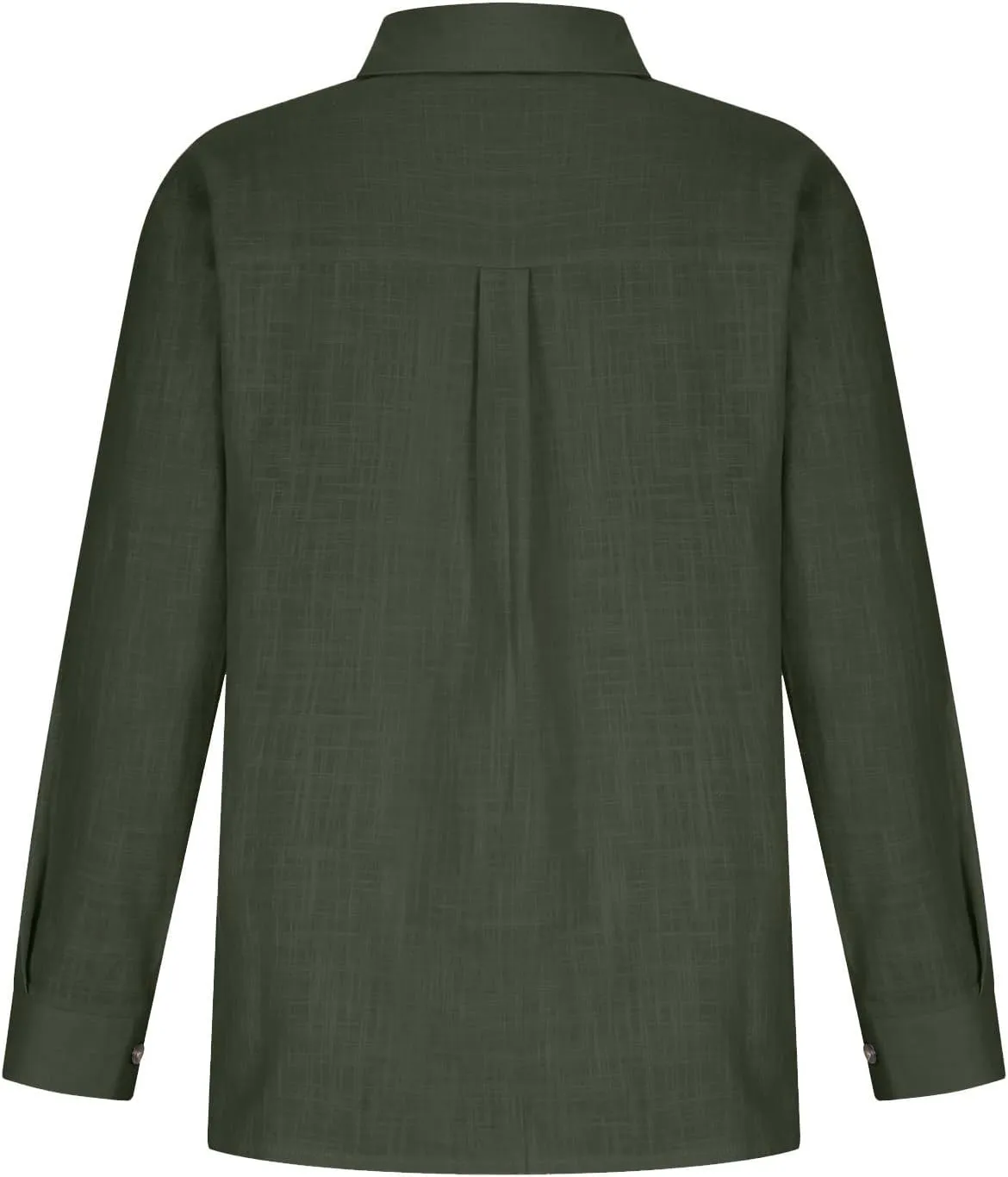 Linen Shirts for Women Long Sleeve Button Down T Shirts Dressy Casual Tops Solid Casual Work Blouses with Pocket