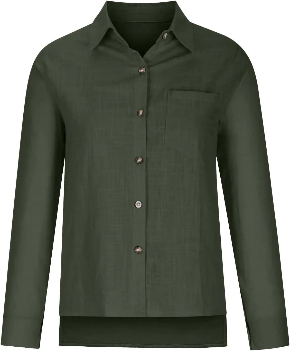 Linen Shirts for Women Long Sleeve Button Down T Shirts Dressy Casual Tops Solid Casual Work Blouses with Pocket