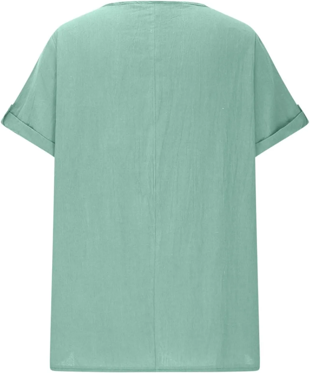 Linen Shirts for Women Loose Fit Roll Up Short Sleeve Boho Tops 2025 Summer Oversized T Shirts Crewneck Blouses