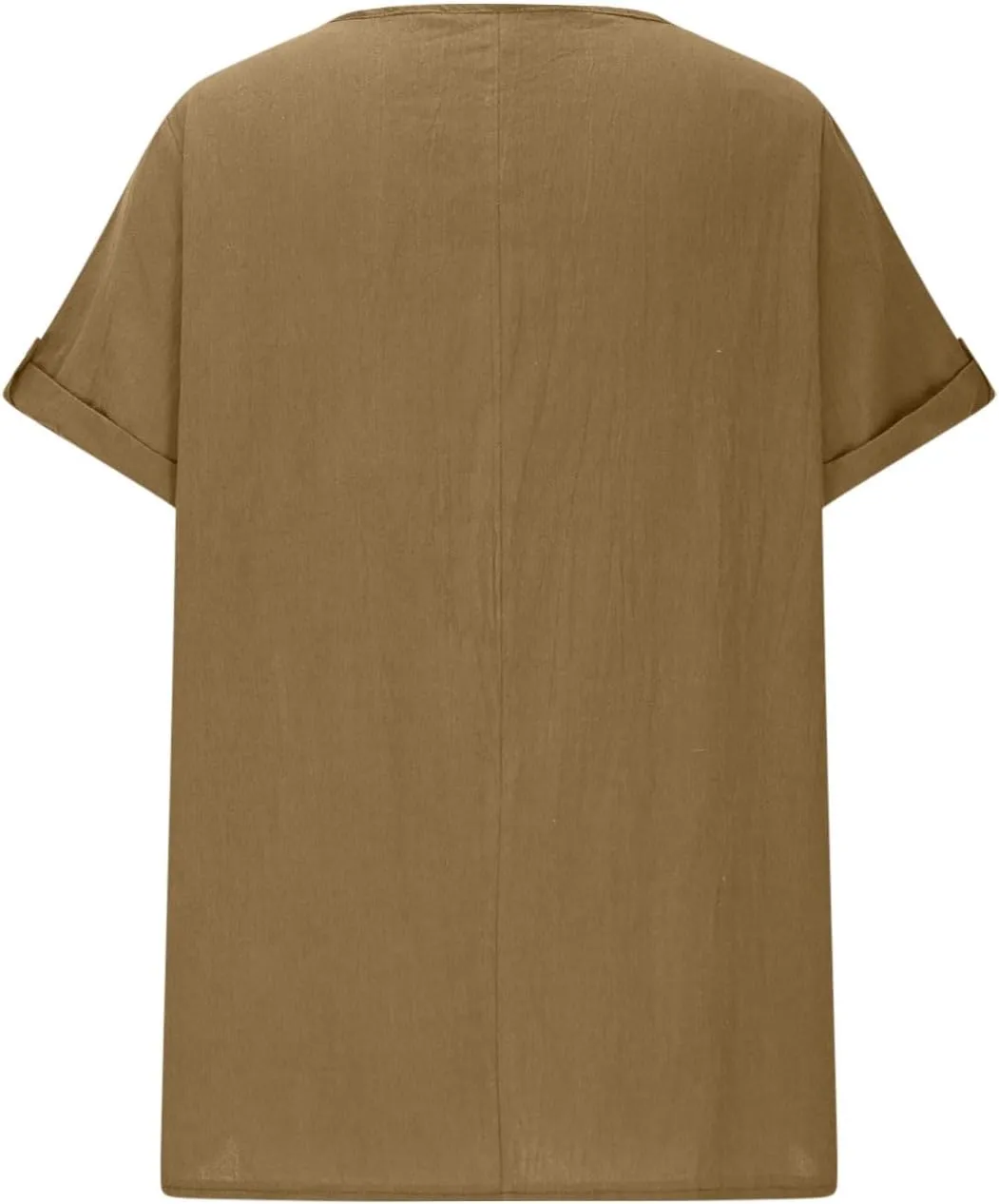 Linen Shirts for Women Loose Fit Roll Up Short Sleeve Boho Tops 2025 Summer Oversized T Shirts Crewneck Blouses