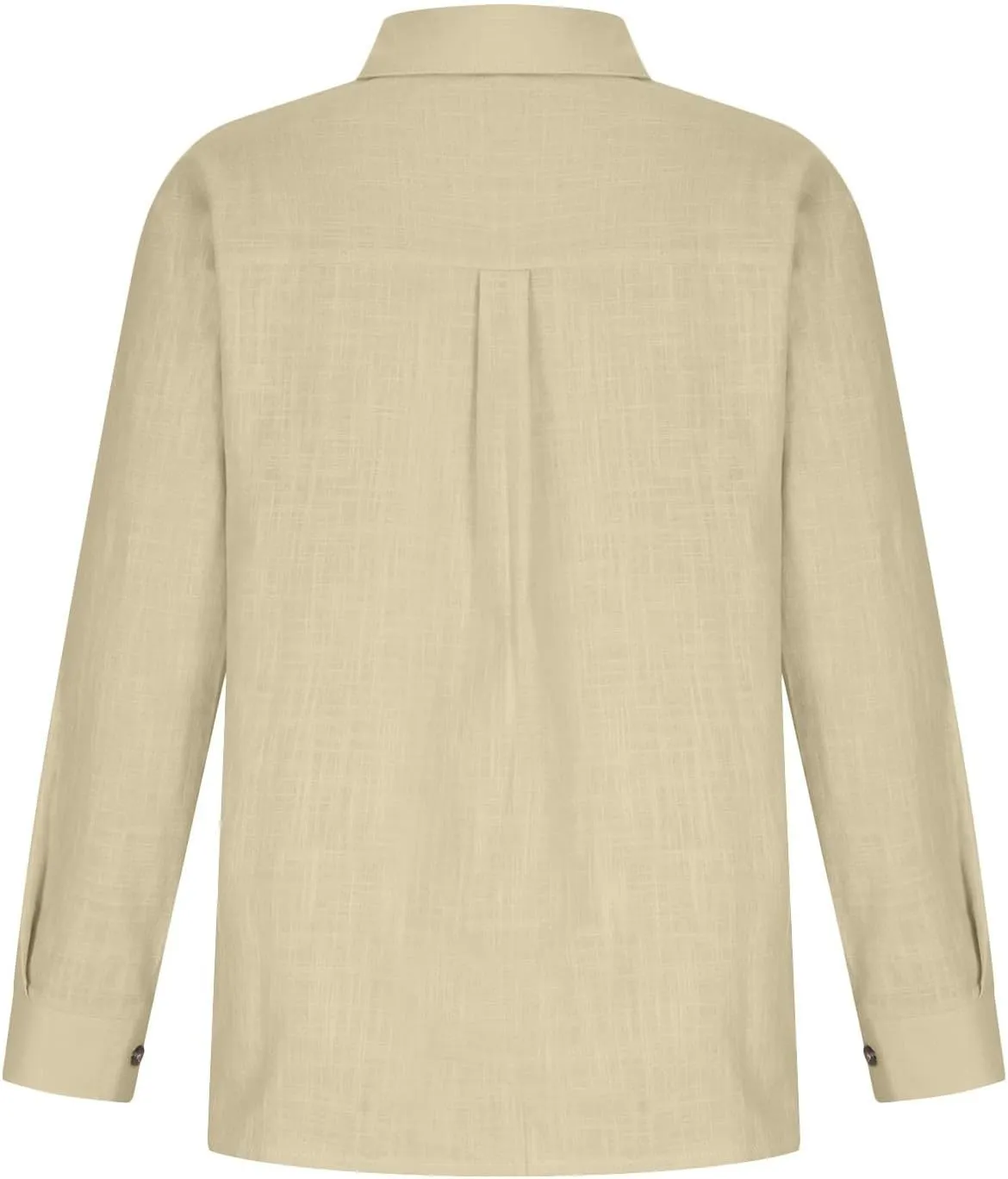 Linen Shirts for Women Trendy Solid Long Sleeve Collared Button Down Shirts Ladies Tops and Blouses Summer Clothes
