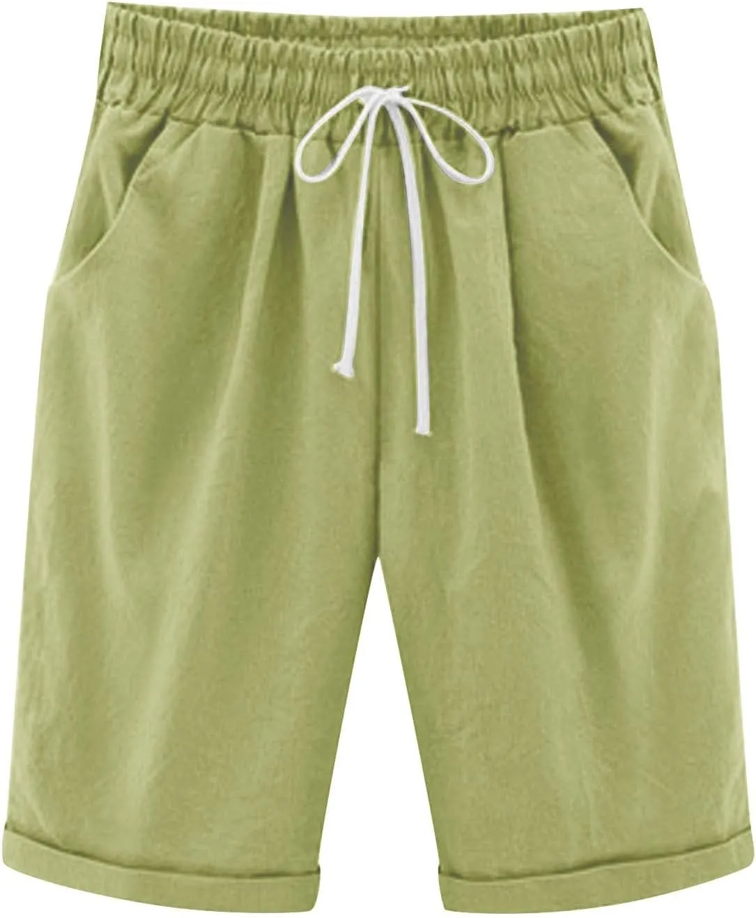 Linen Shorts for Women Trendy Summer Shorts Elastic Waist Drawstring Shorts Casual Baggy Comfy Shorts