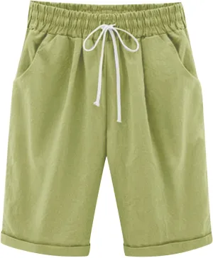 Linen Shorts for Women Trendy Summer Shorts Elastic Waist Drawstring Shorts Casual Baggy Comfy Shorts
