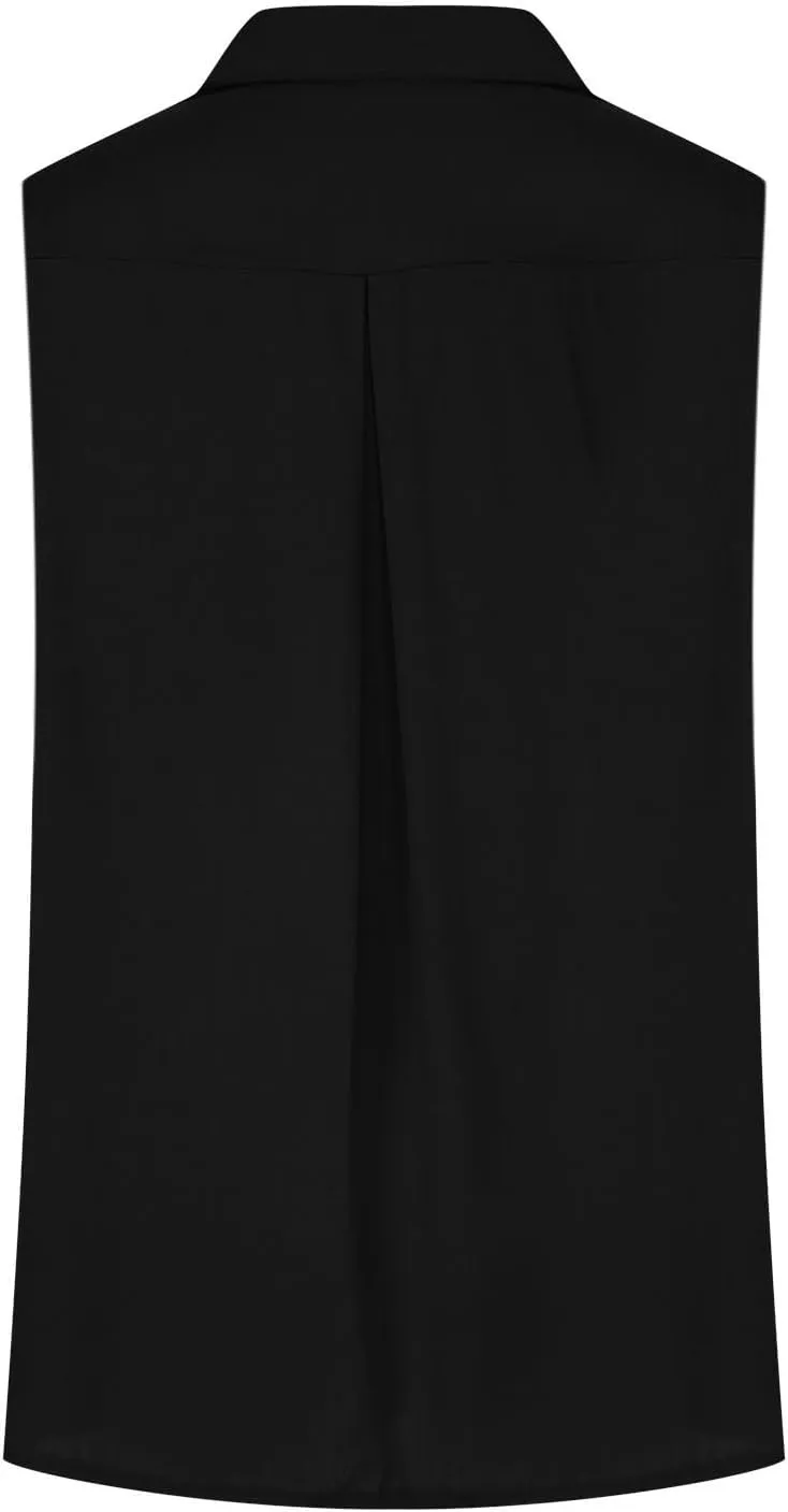 Linen Tank Tops for Women Sleeveless Collared Button Down Shirts Casual Loose Solid Color T-Shirts Summer Basic Tees