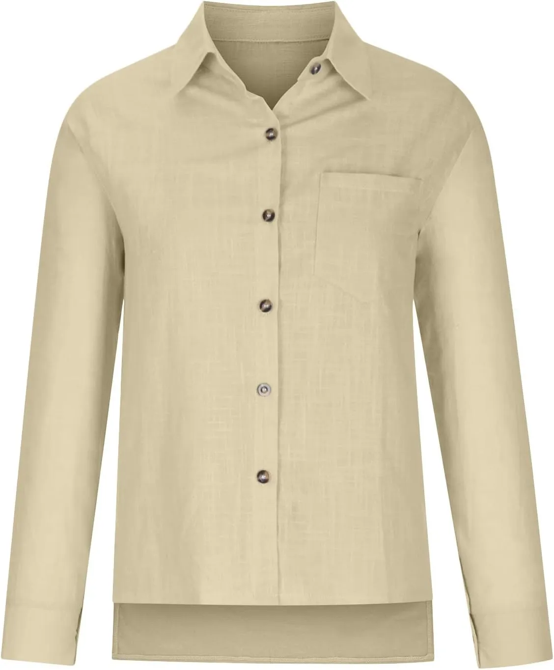 Linen Top Women Summer Long Sleeve Button Down Blouses Loose Fit Casual Shirts 2024 Beach Cover up T Shirts