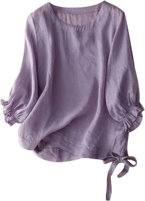 Linen Tops for Women Button Down Soft Shirt Oversized Loose T Shirt Plus Size Summer Shirts Lightweight Shirts