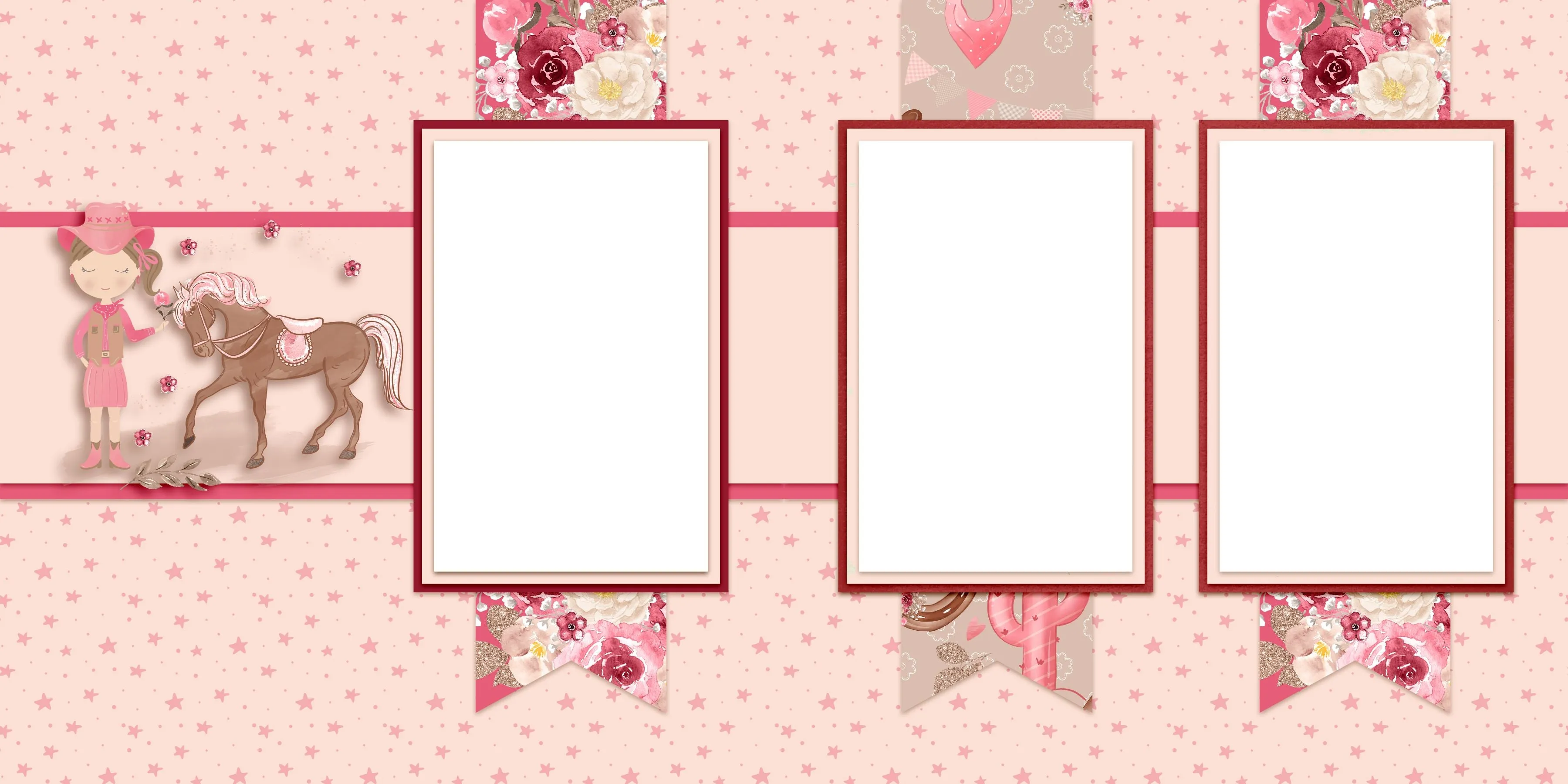 Little Cowgirl & Horse - EZ Digital Scrapbook Pages - INSTANT DOWNLOAD