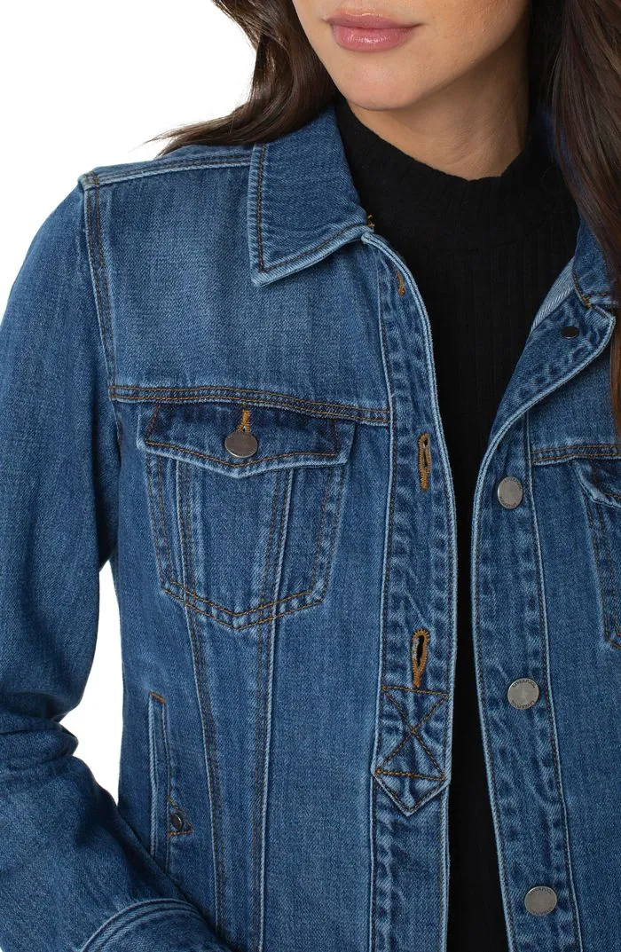 Liverpool Half Placket Raw Hem Trucker Jacket