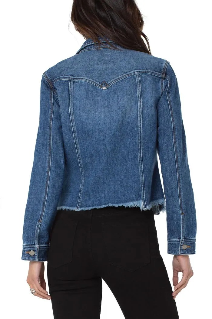 Liverpool Half Placket Raw Hem Trucker Jacket