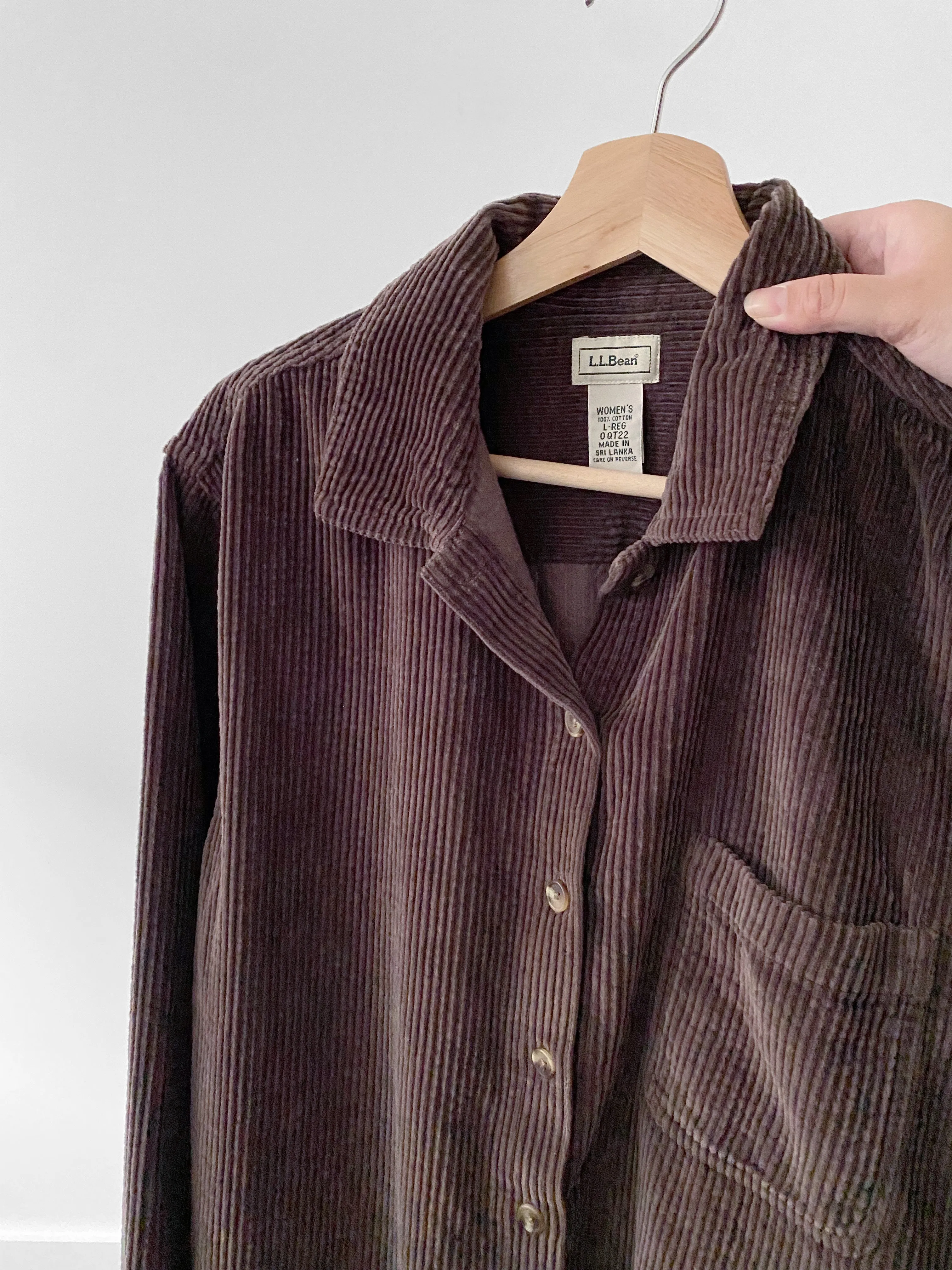LL Bean Brown Corduroy Button Up (L)