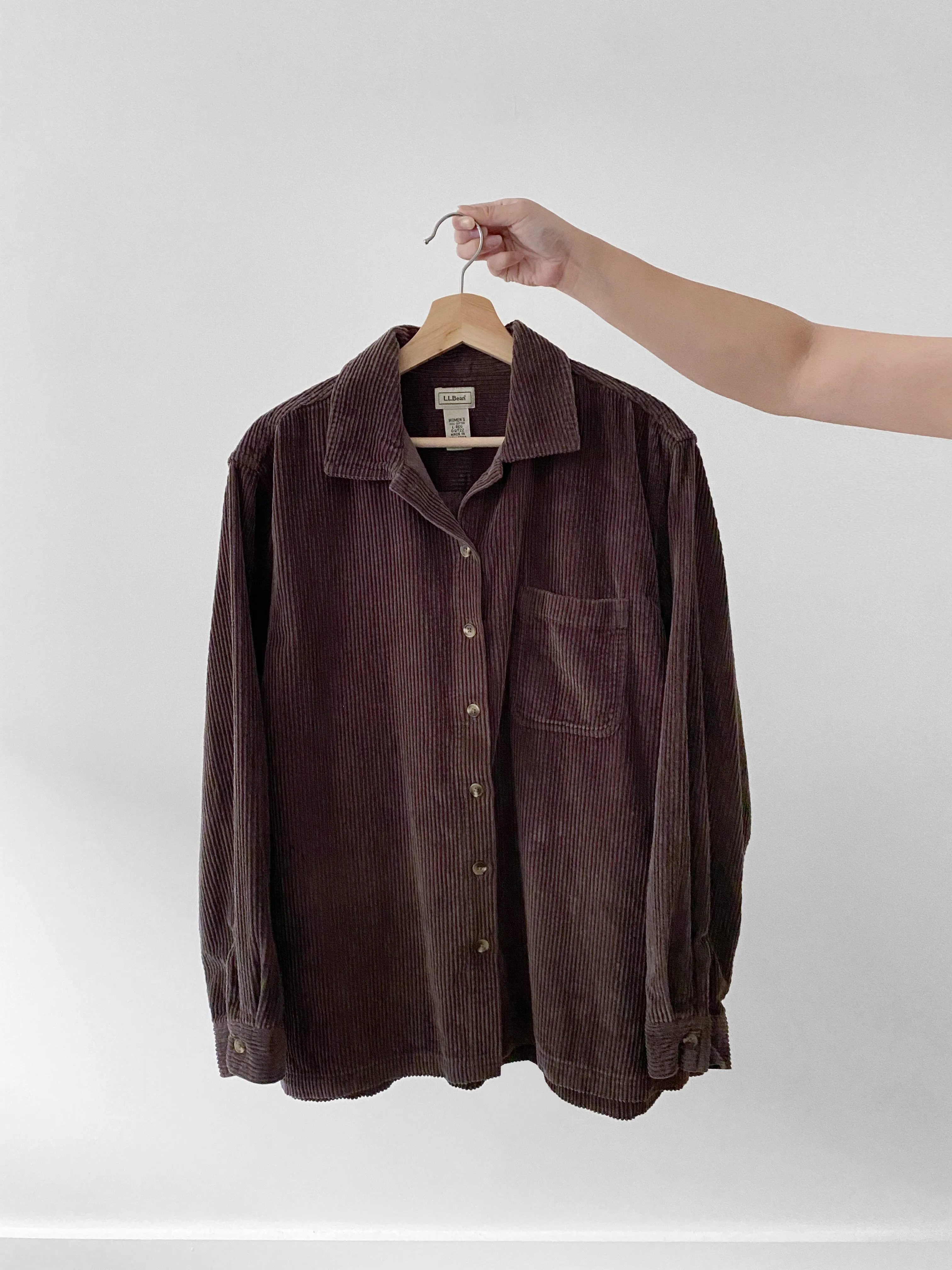LL Bean Brown Corduroy Button Up (L)