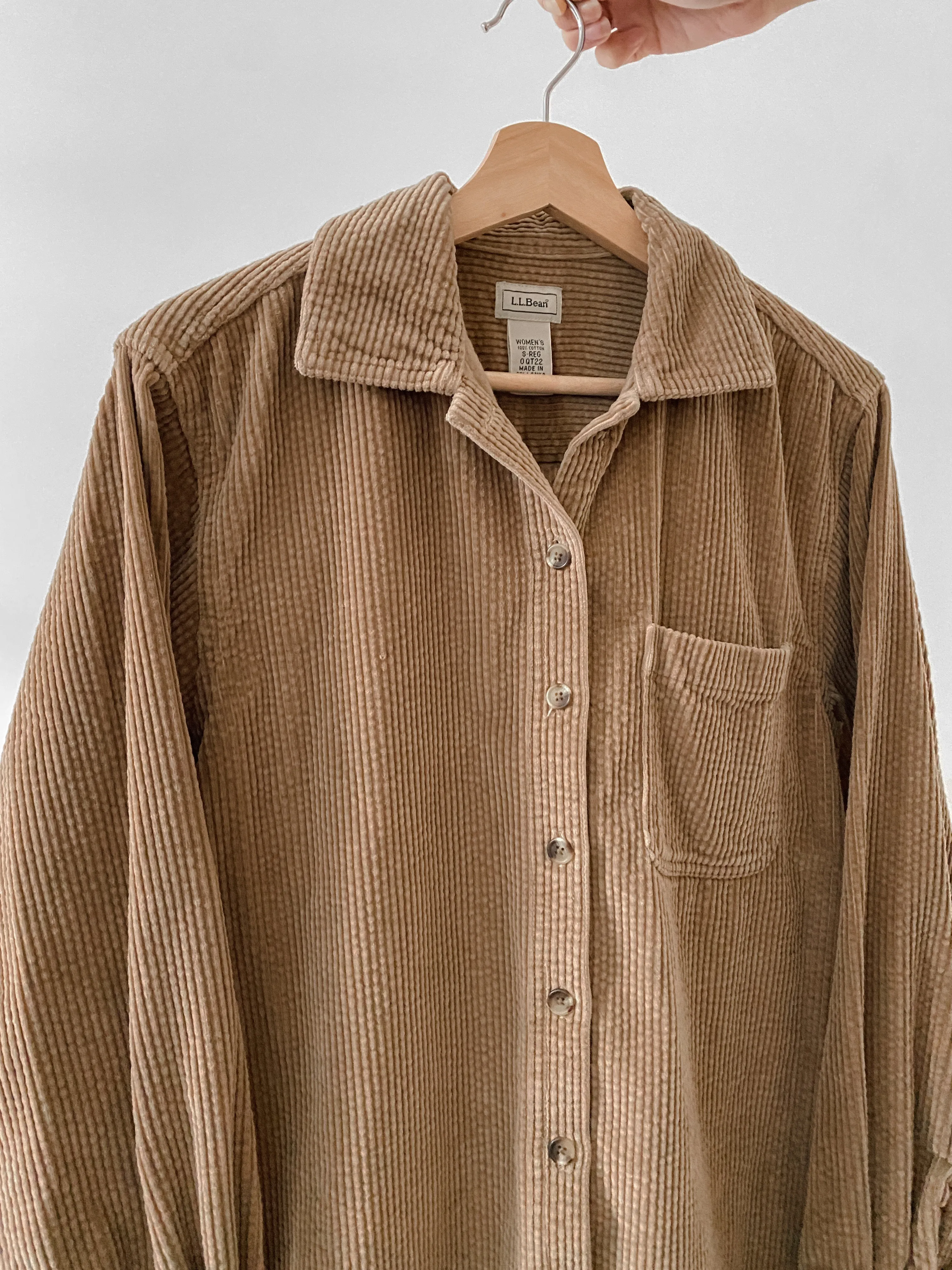 LL Bean Brown Corduroy Button Up (S)