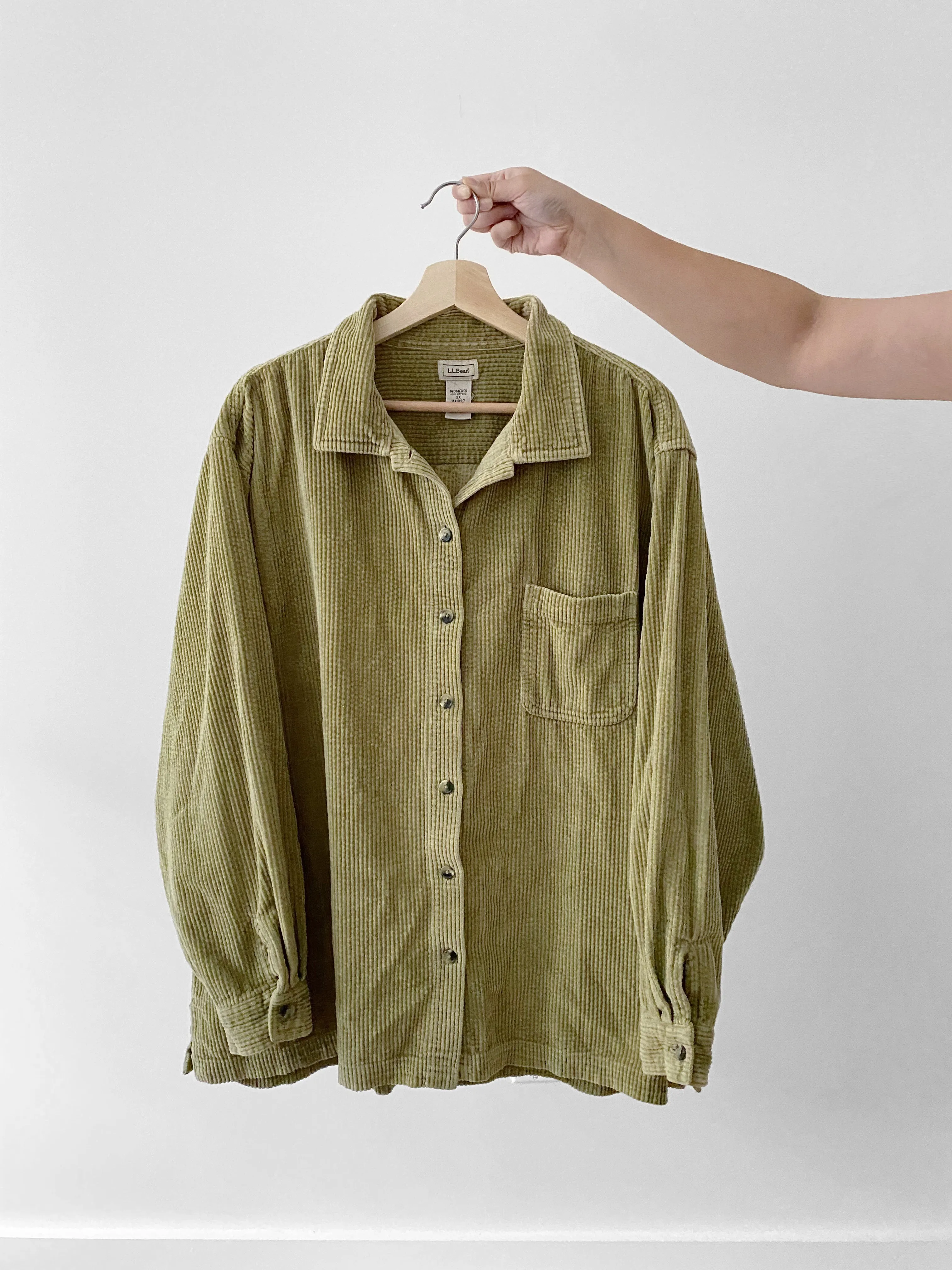 LL Bean Chartreuse Corduroy Button Up (3X)