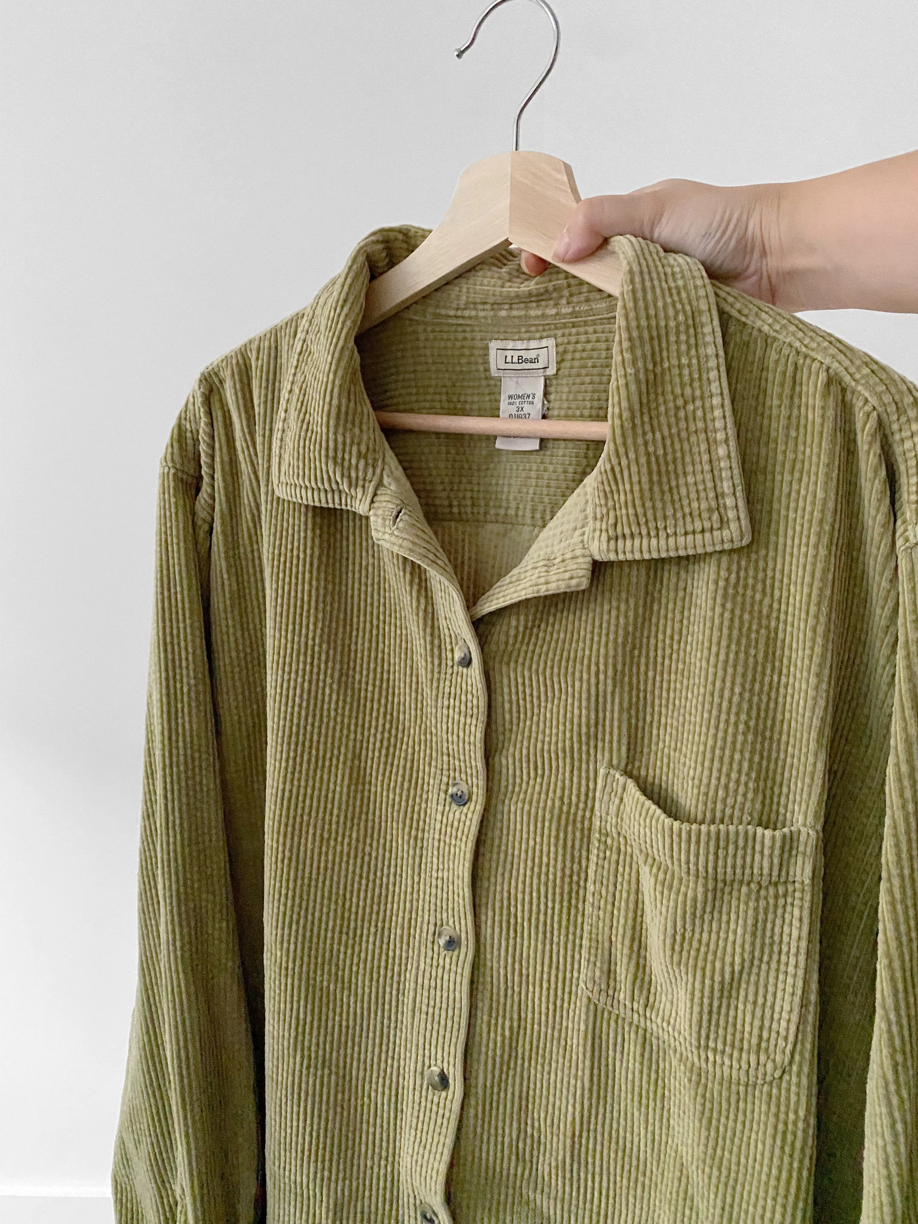 LL Bean Chartreuse Corduroy Button Up (3X)