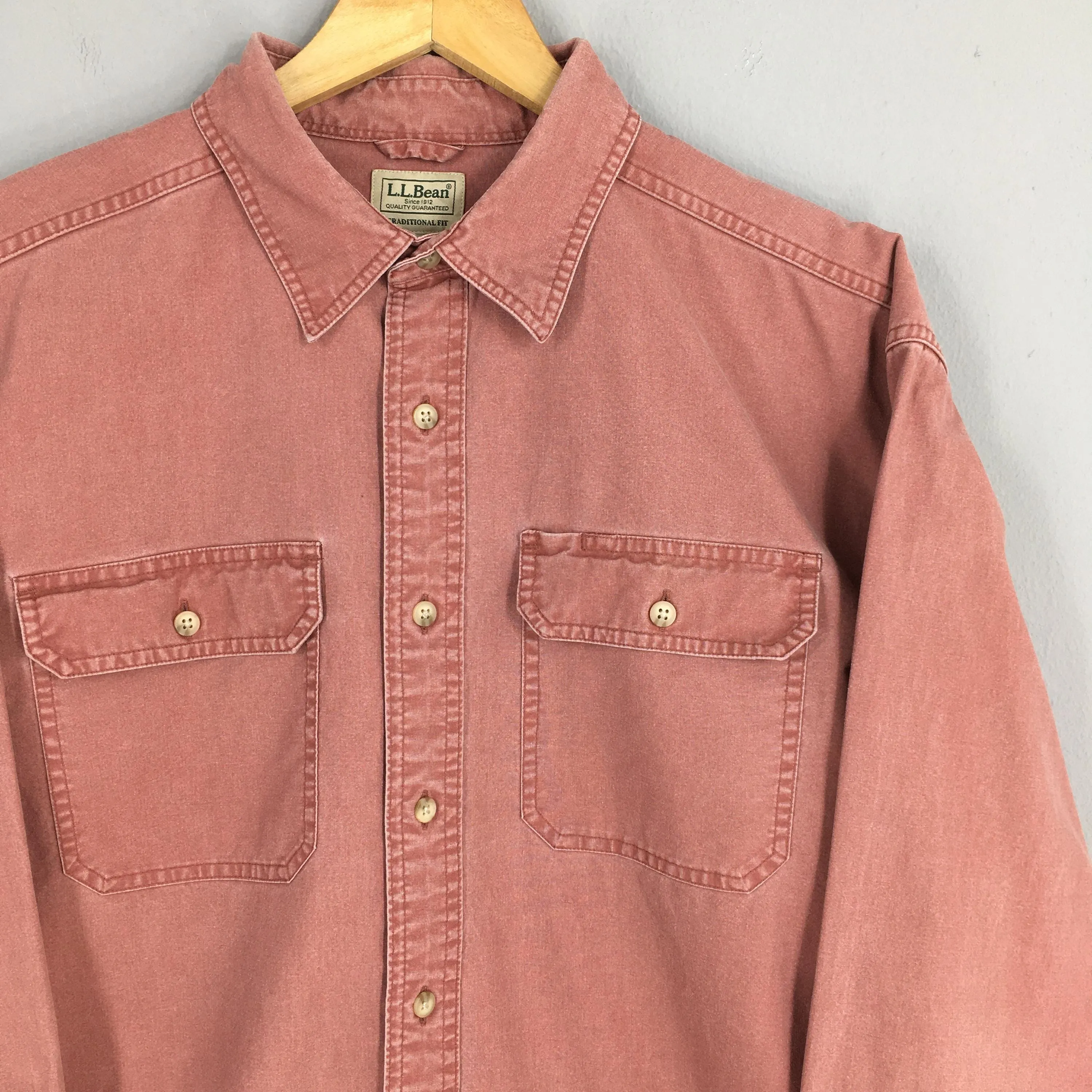 LL Bean Flannel Plain Work Shirt Large