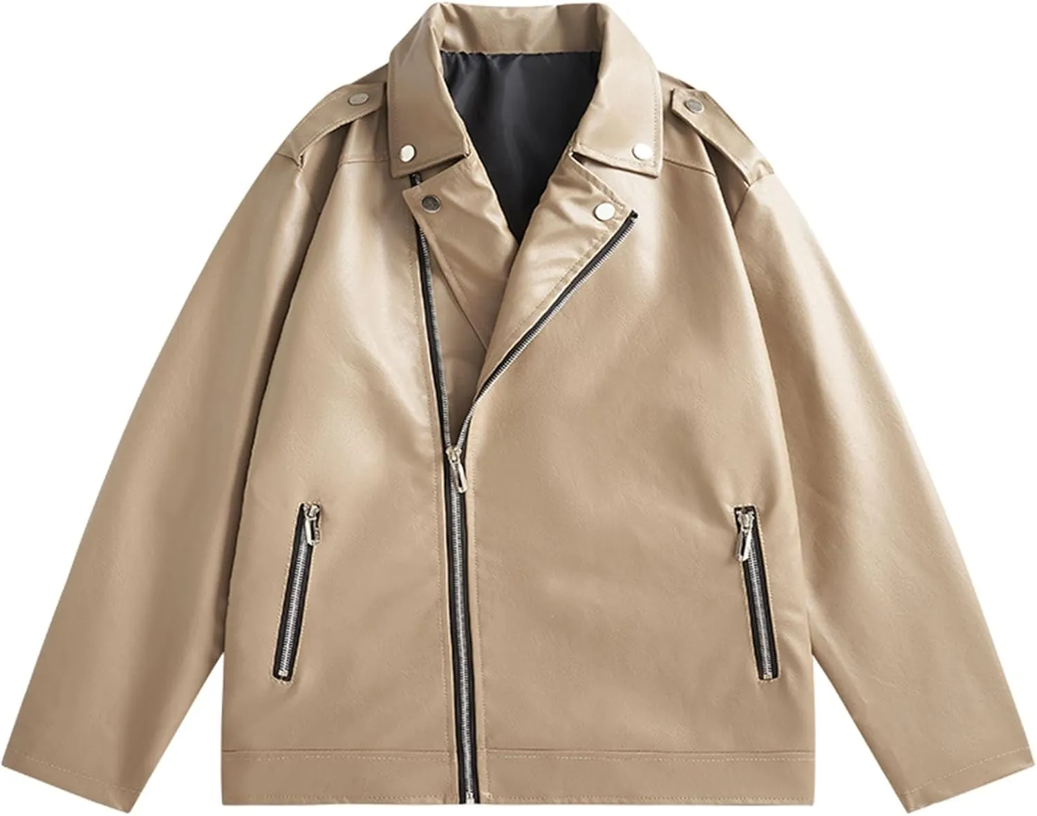 Lmdudan Men's Bomber Leather Jacket Mens Winter Motorcycle Jackets Casual Lapel Zipper Up Windbreaker Coat with Pockets 2024