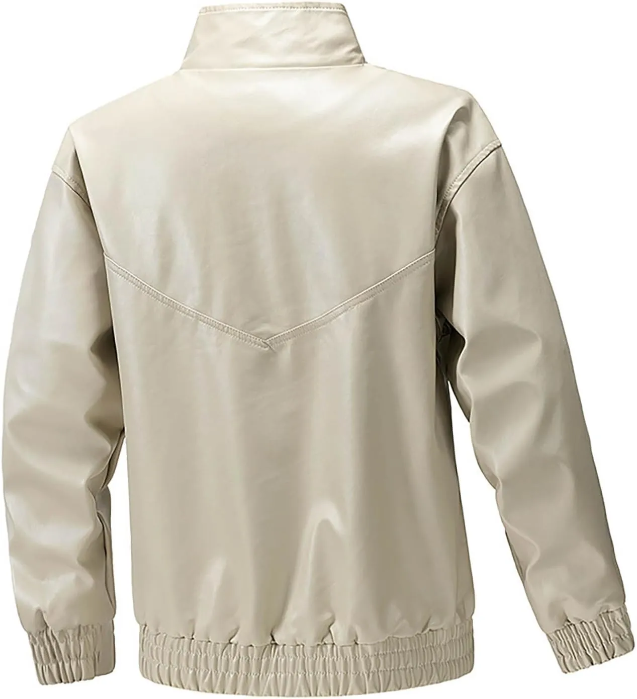 Lmdudan PU Leather Jackets for Men Long Sleeve Leather Jacket Full Zip Solid Outwear Plus Size Motorcycle Jackets with Pocket