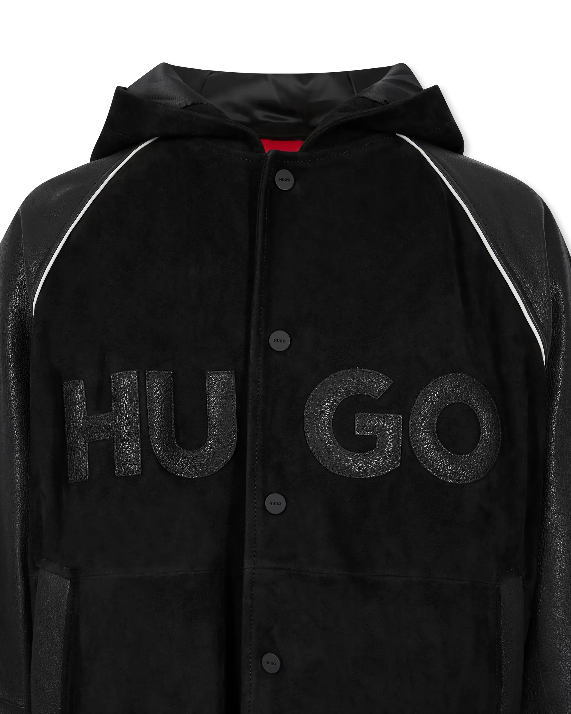 Loder Leather Hooded Varsity Jacket