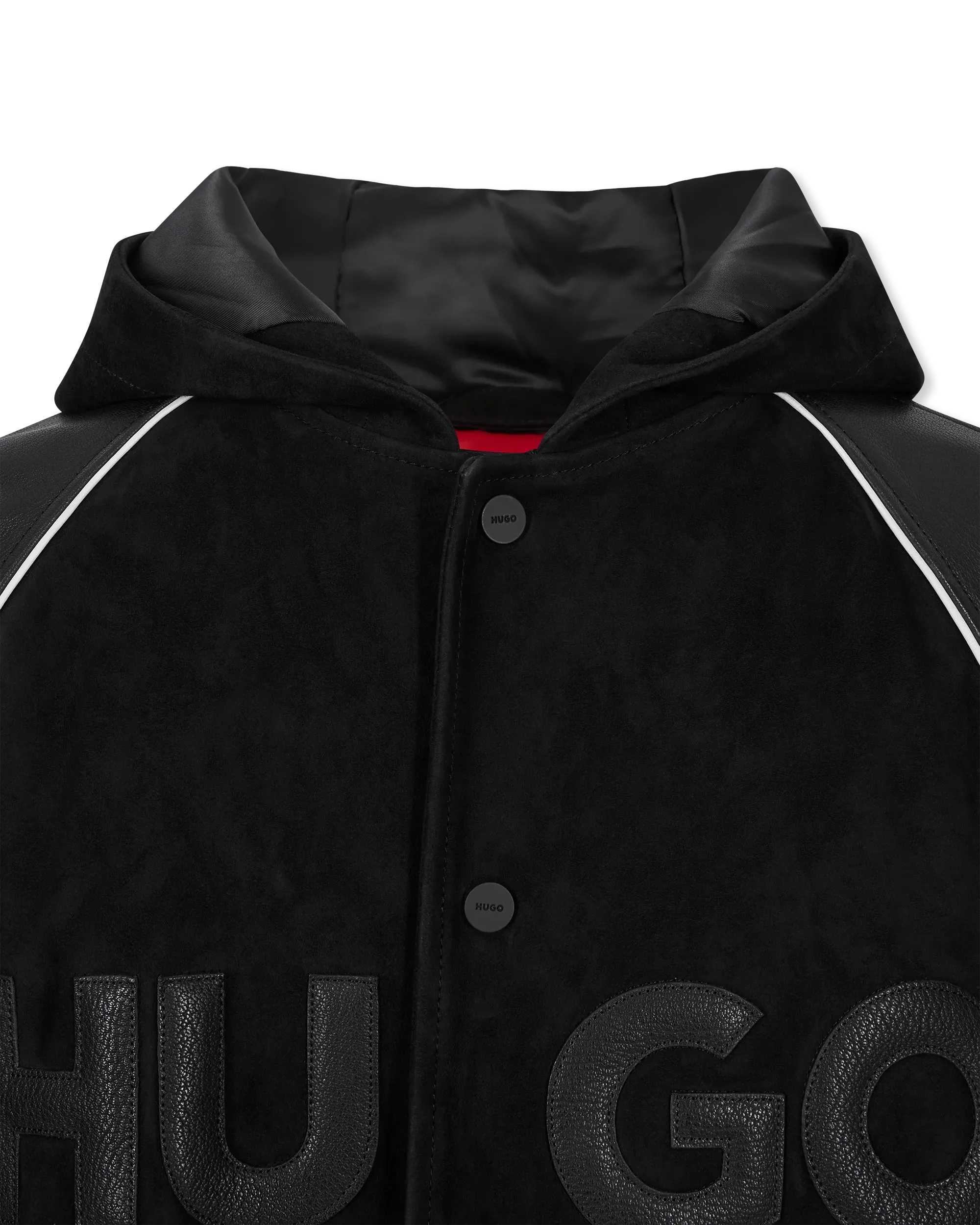 Loder Leather Hooded Varsity Jacket