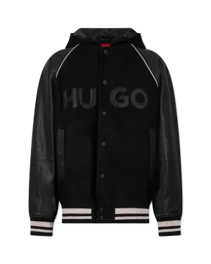Loder Leather Hooded Varsity Jacket