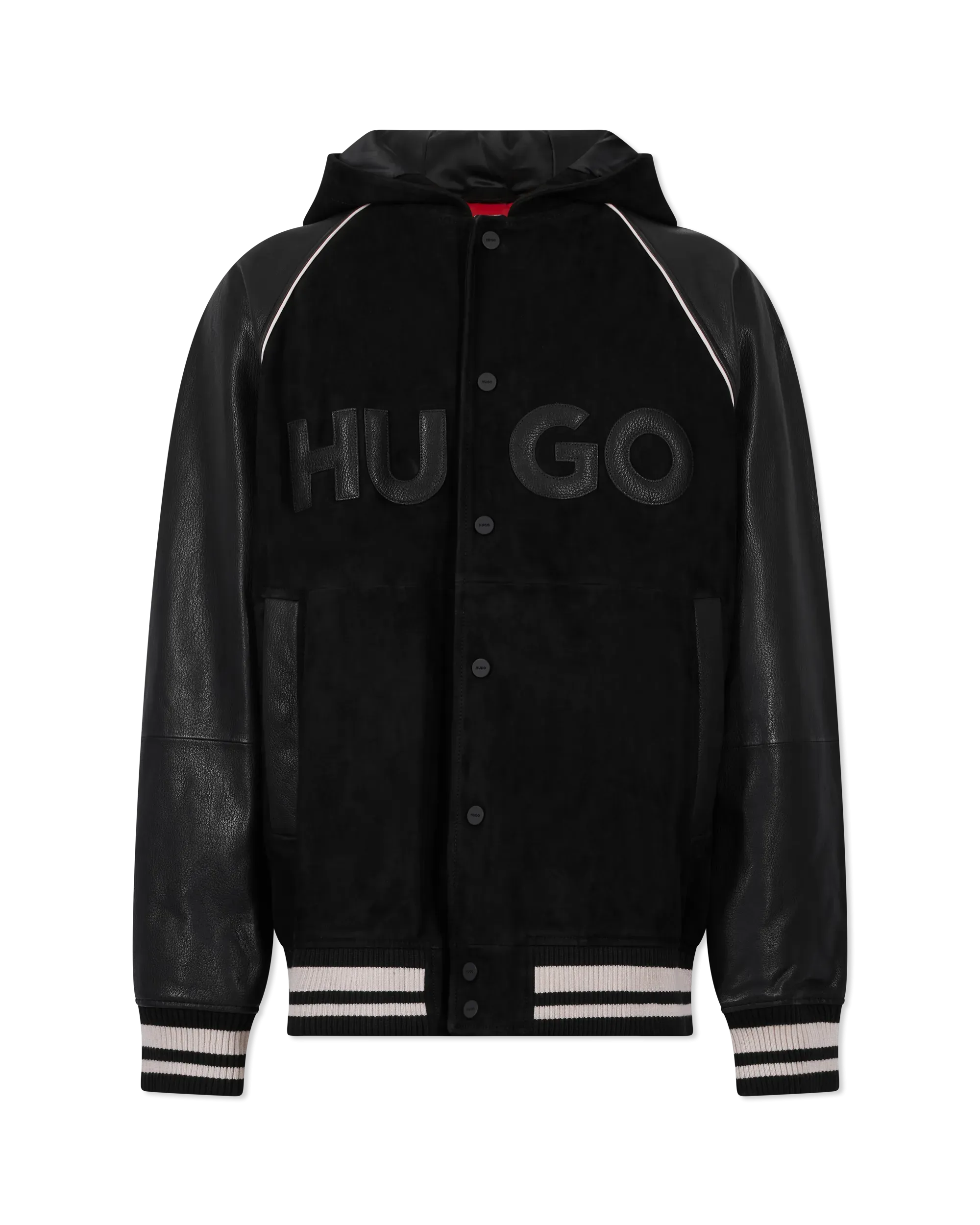 Loder Leather Hooded Varsity Jacket