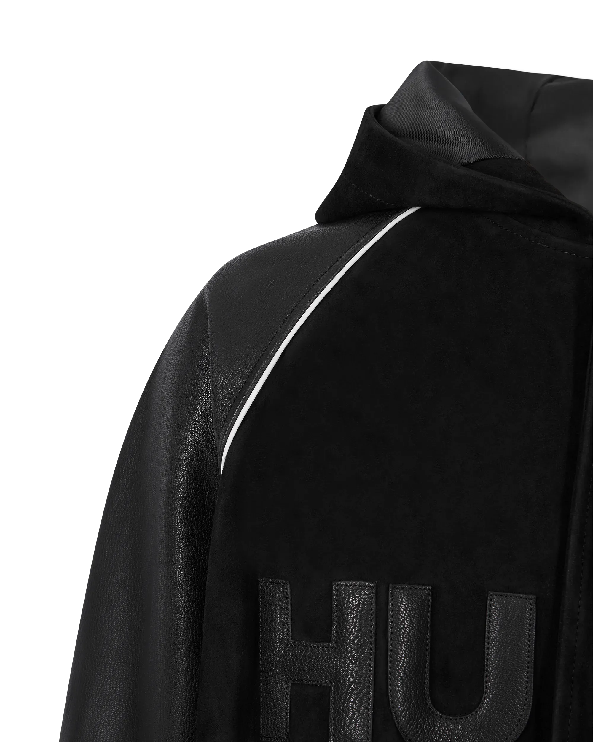 Loder Leather Hooded Varsity Jacket