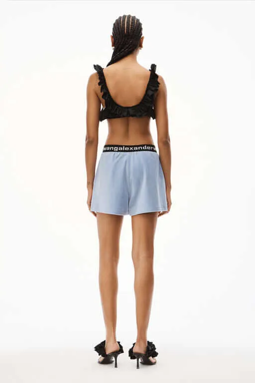 Logo Elastic Short In Stretch Corduroy Blue