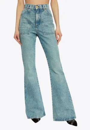 Logo Patch Flared Jeans