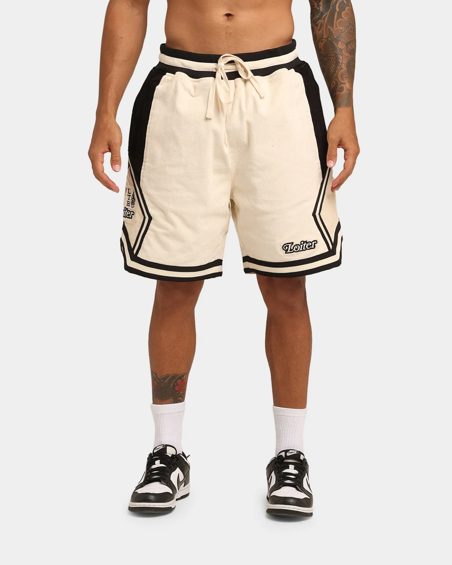 Loiter Carter Corduroy Basketball Shorts Off White/Black