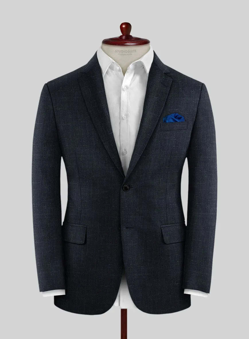 London Loom Dark Blue Twill Wool Silk Linen Jacket