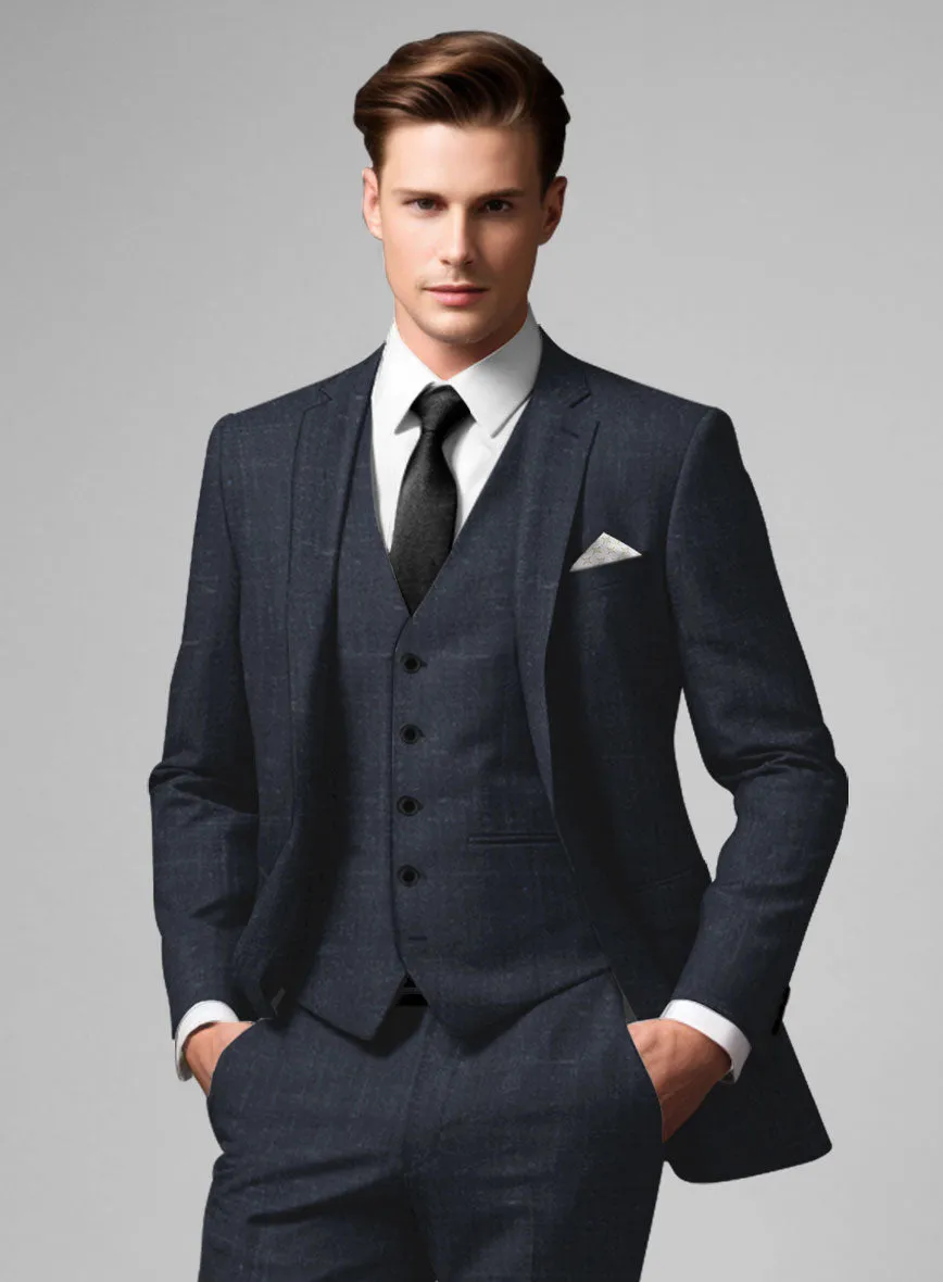 London Loom Dark Blue Twill Wool Silk Linen Jacket