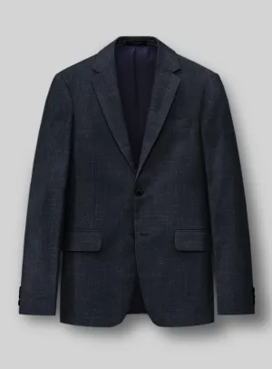 London Loom Dark Blue Twill Wool Silk Linen Jacket