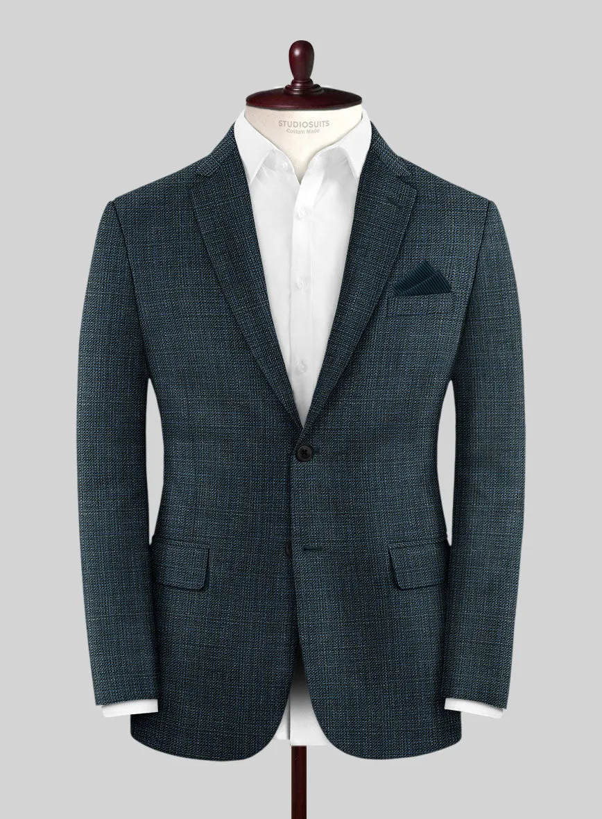 London Loom Teal Blue Ilaria Wool Silk Linen Jacket