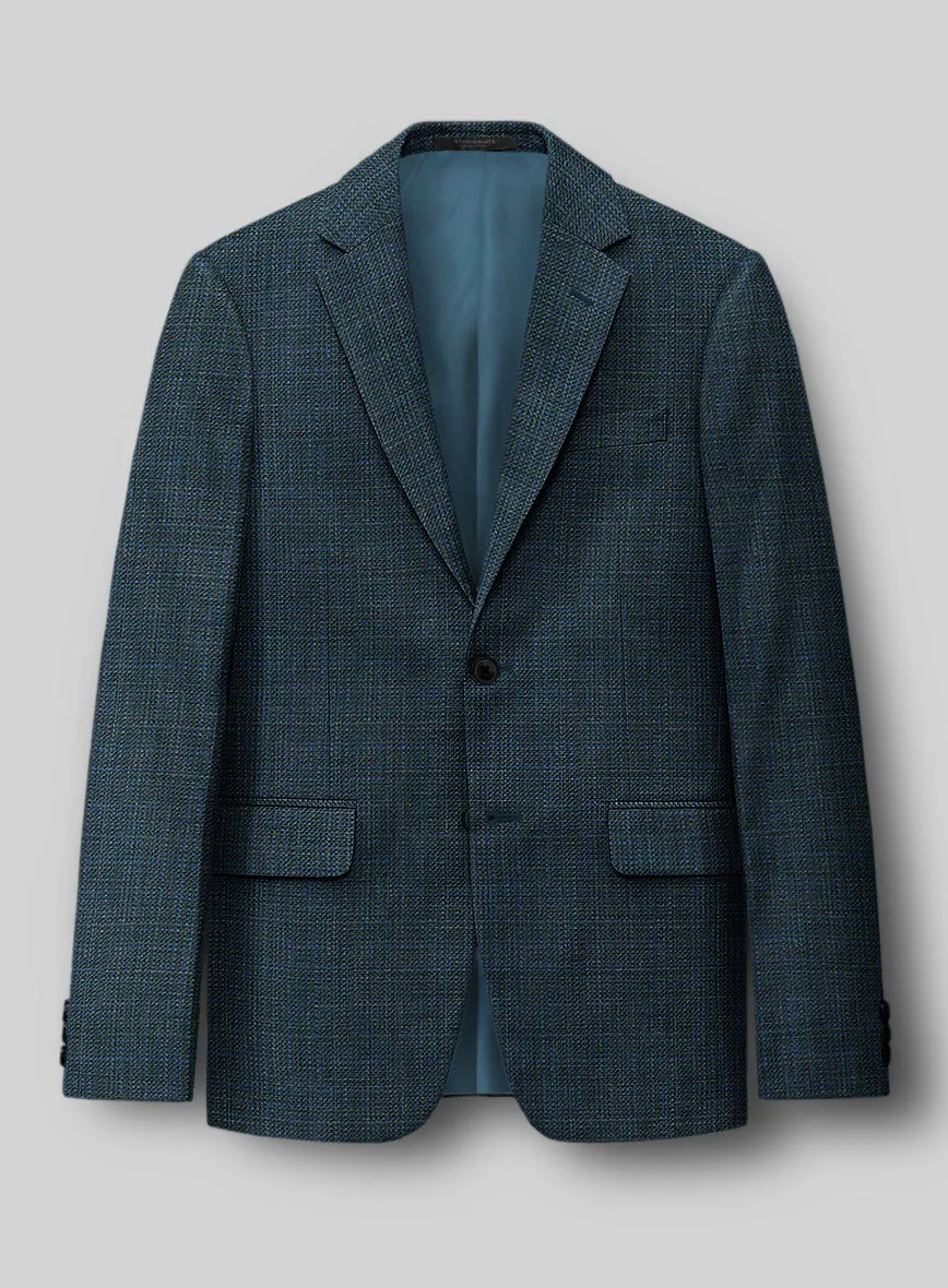 London Loom Teal Blue Ilaria Wool Silk Linen Jacket