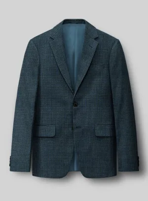 London Loom Teal Blue Ilaria Wool Silk Linen Jacket