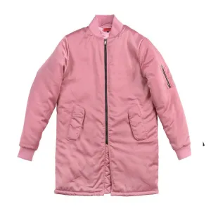 Long Satin MA-1 Bomber - Pink