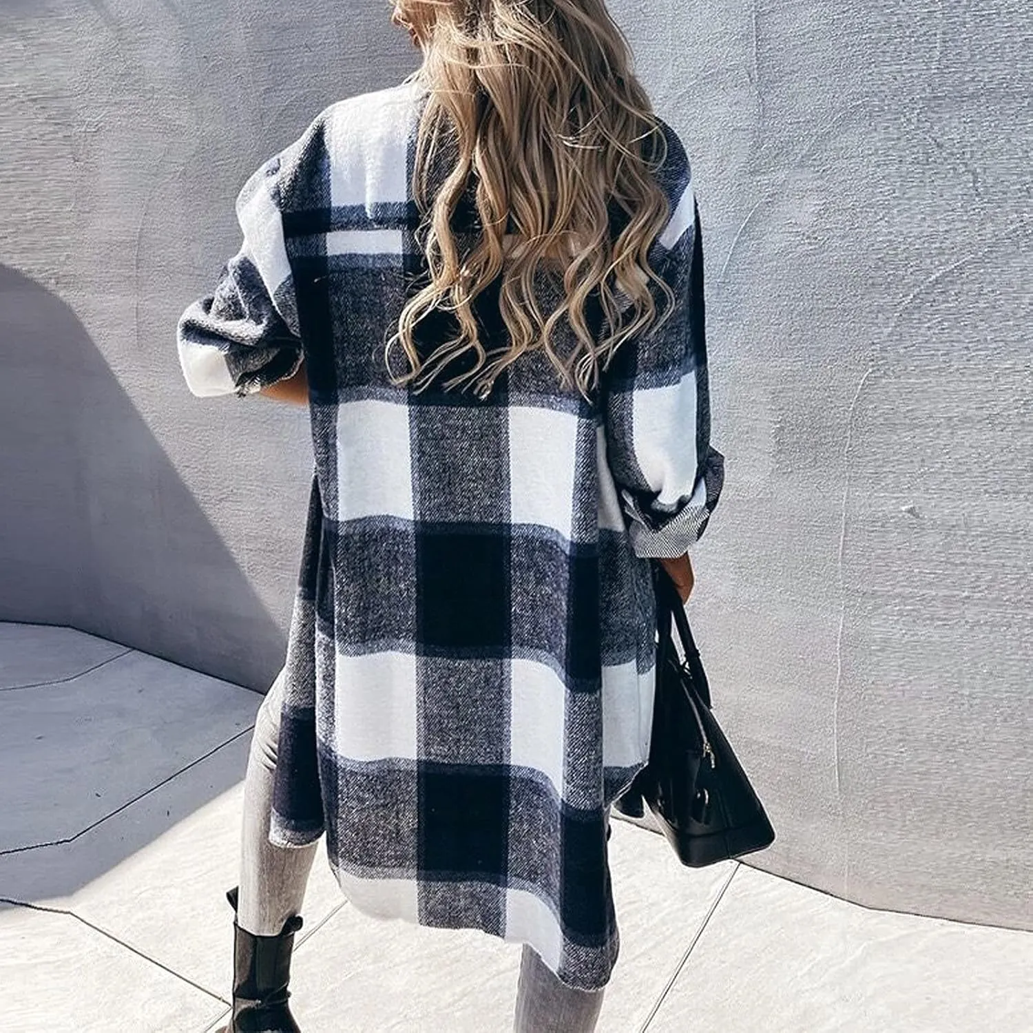 Long Sleeve Flannel Jacket for Women Flannel Shacket Jacket Casual Plaid Button Down Shirt Fall Clothes Outfits