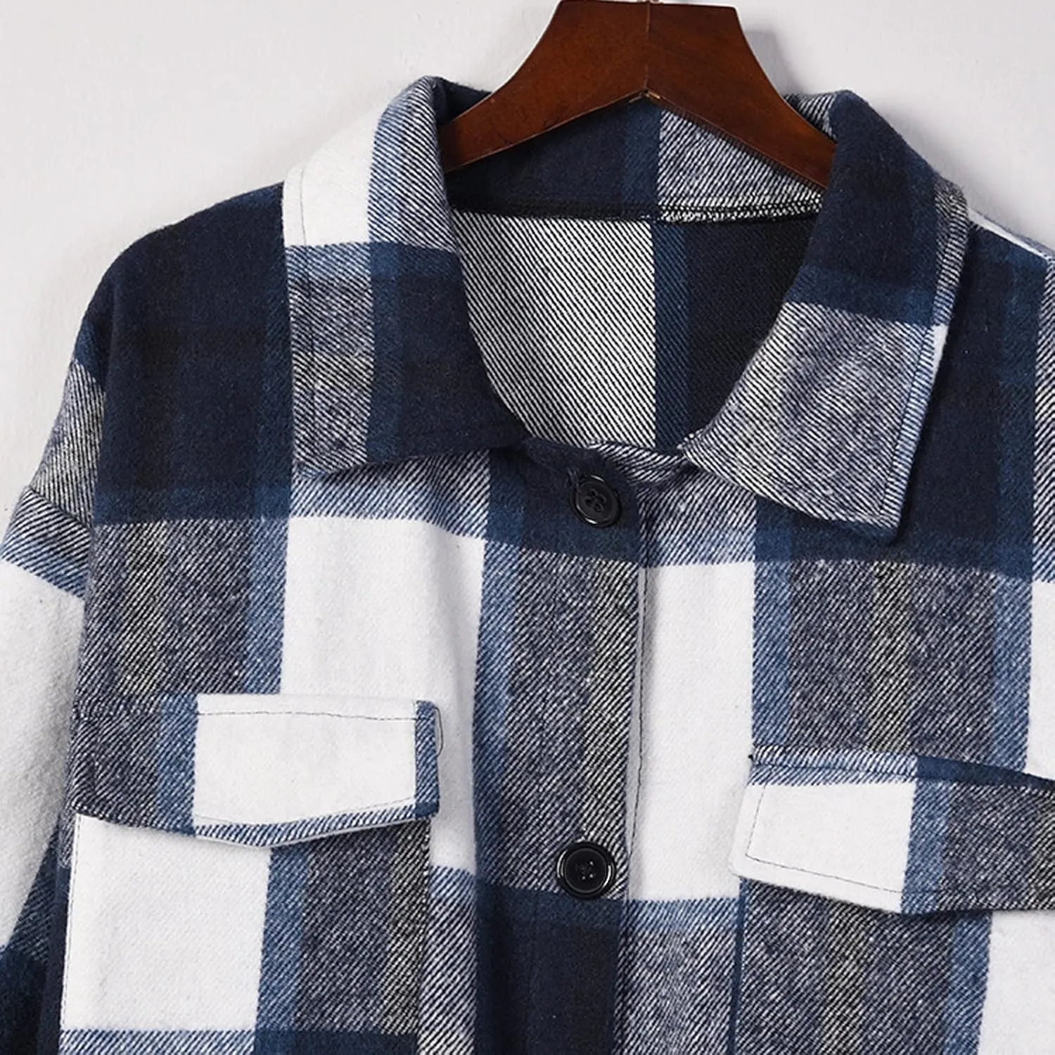 Long Sleeve Flannel Jacket for Women Flannel Shacket Jacket Casual Plaid Button Down Shirt Fall Clothes Outfits