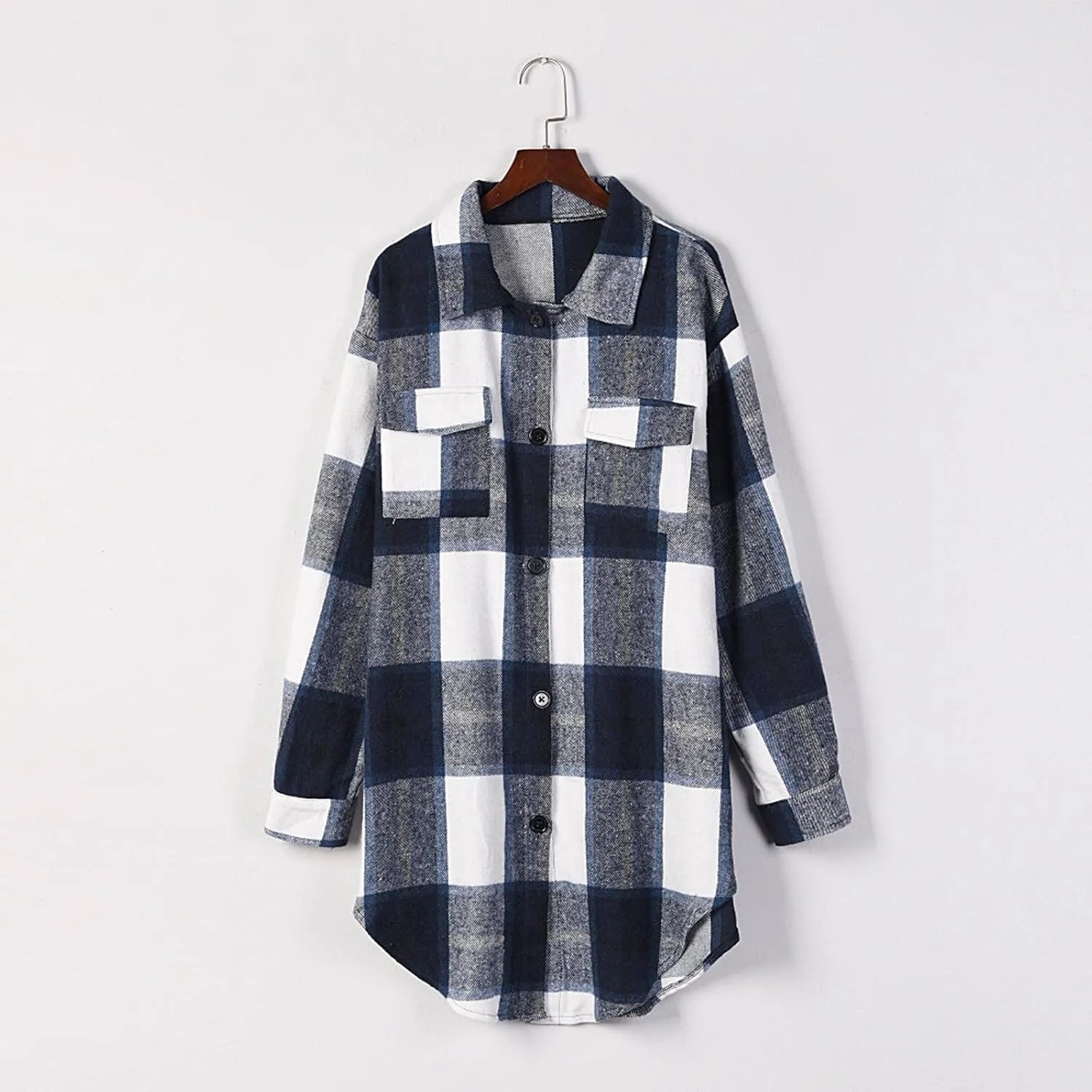 Long Sleeve Flannel Jacket for Women Flannel Shacket Jacket Casual Plaid Button Down Shirt Fall Clothes Outfits