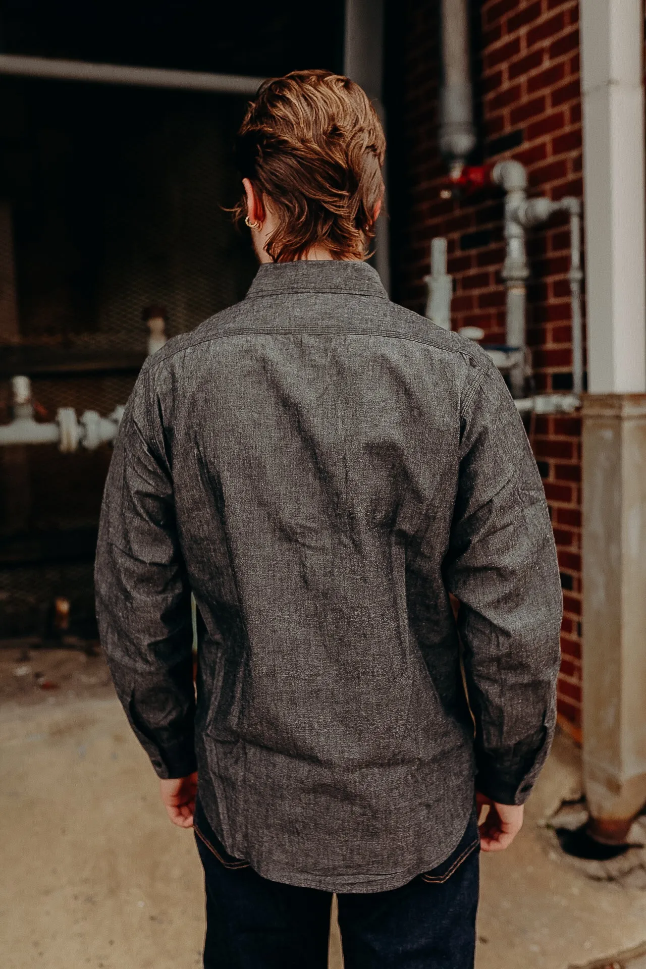 Long Sleeve Work Shirt- Black Chambray (SC29159)