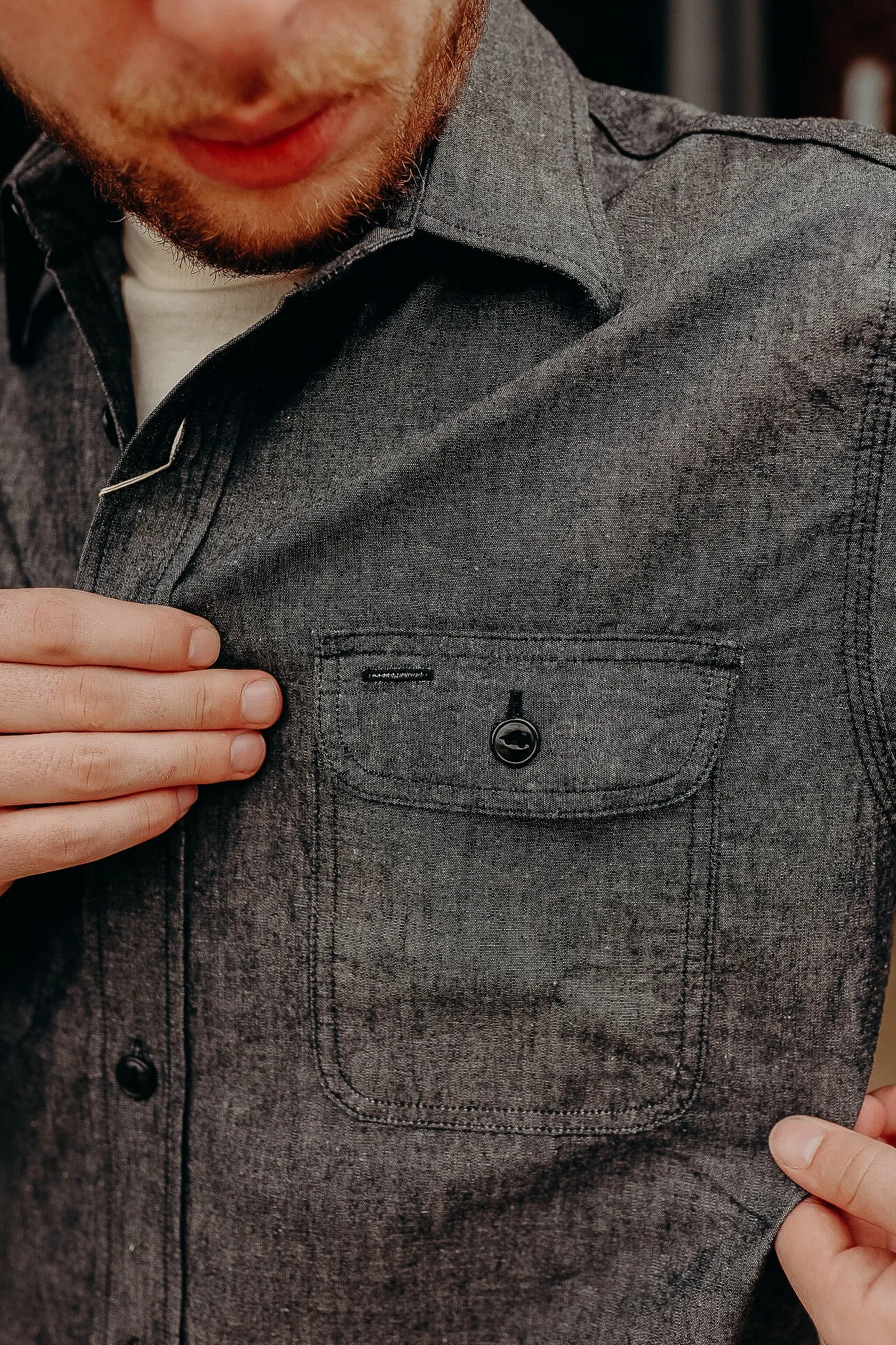 Long Sleeve Work Shirt- Black Chambray (SC29159)