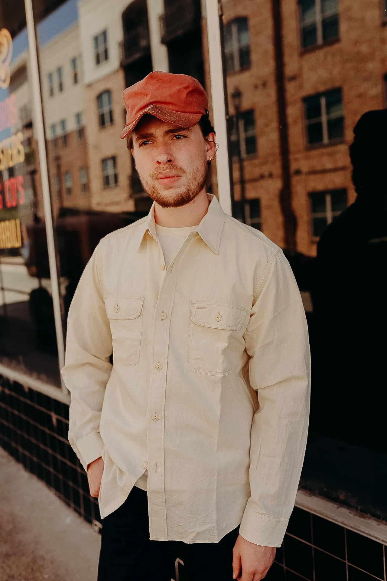 Long Sleeve Work Shirt- White Chambray (SC27851)