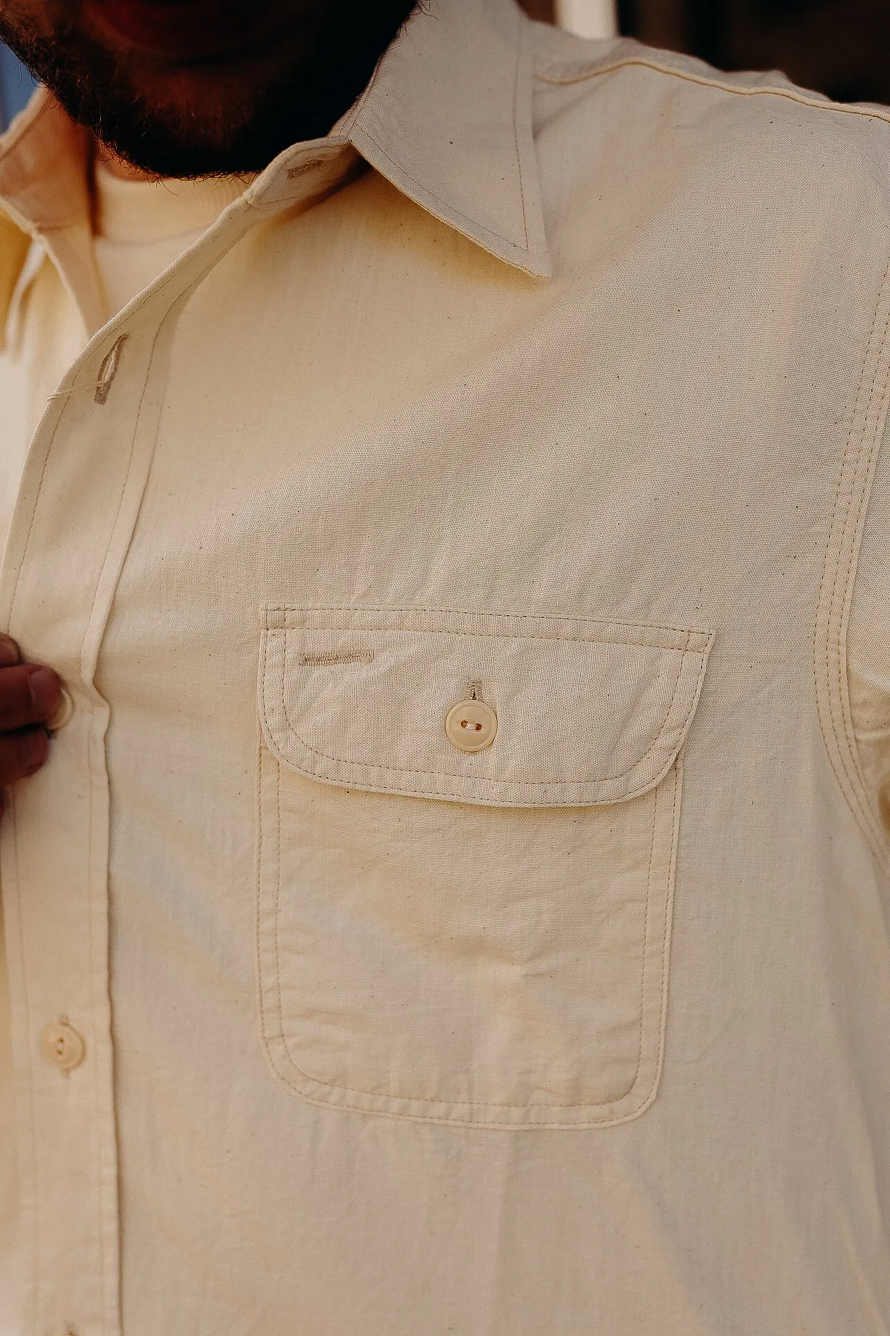 Long Sleeve Work Shirt- White Chambray (SC27851)